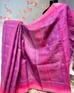 Pink Shiuli Floral Dual-Tone Pink Monipuri Saree - Image 4